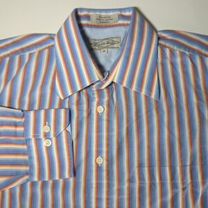 EIGHTY EIGHT Men's Shirt‎ Long Sleeve 100% Cotton M Spread Collar Rainbow Retro